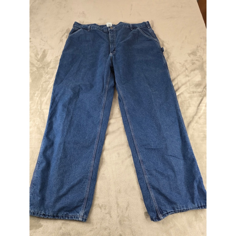 Carhartt Carpenter Jeans Mens 42x30 Blue Flannel Lined Denim Work Pants